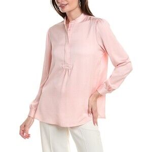 Anne Klein Women's Textured High-Neck Blouse, Cherry Blossom, S